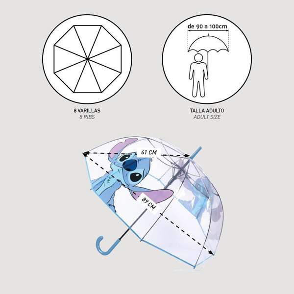 Cerdá Parapluie Bulle Stitch Bleu 89 cm