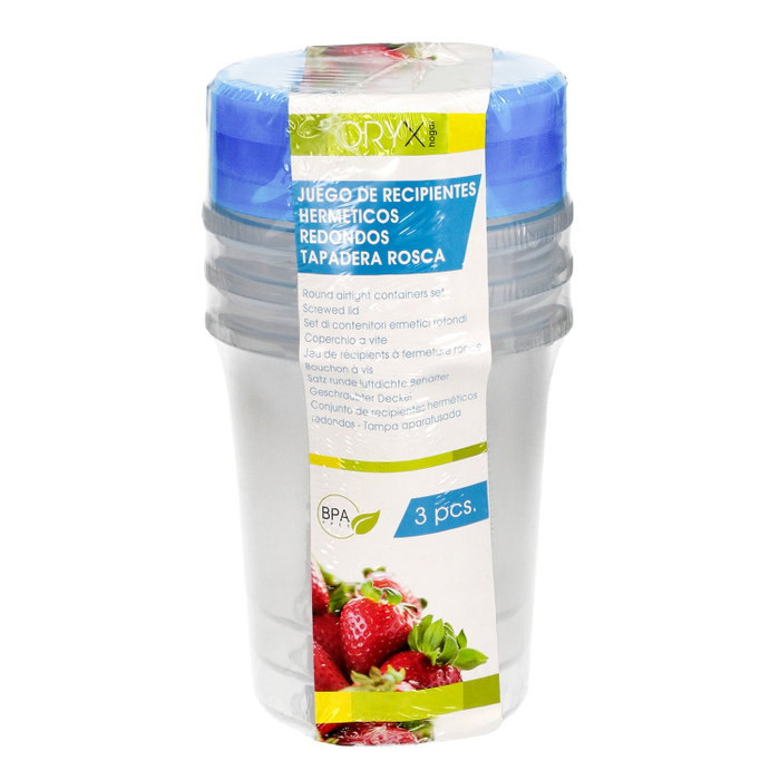 ORYX Jeu de 3 récipients ronds en plastique 1 Litre