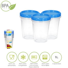 ORYX Jeu de 3 récipients ronds en plastique 1 Litre