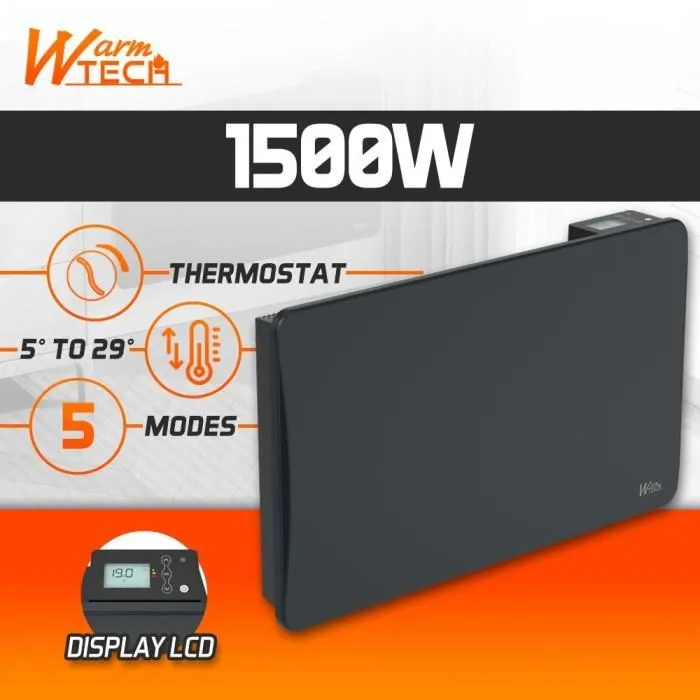 Warm Tech WTZEUS15-N Radiateur à inertie céramique 1500 W Noir Warm Tech WTZEUS15-N Radiateur à inertie céramique 1500 W Noir