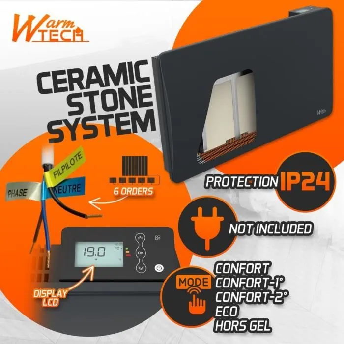 Warm Tech WTZEUS15-N Radiateur à inertie céramique 1500 W Noir Warm Tech WTZEUS15-N Radiateur à inertie céramique 1500 W Noir
