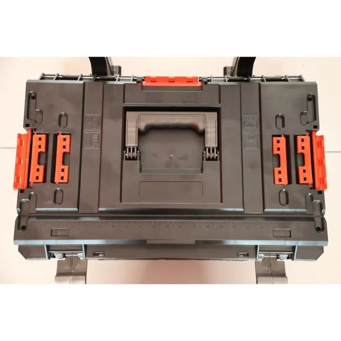 KS TOOLS - 850.0381F - Trolley pour caisse à outils mobile avec roues, résistance 120 kg, étanche, plateau de coupe et rangements multiples