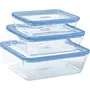 Pyrex - Lot de 3 boîtes de conservation en verre rectangulaires avec couvercles (0.8 L, 1.5 L, 2.6 L) - Sans BPA, résistantes aux chocs thermiques (-40°C à +350°C)
