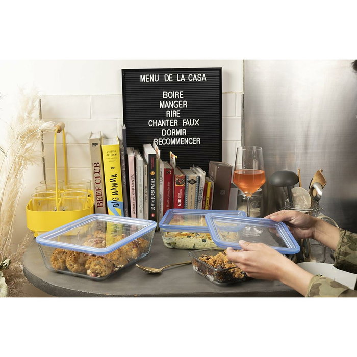 Pyrex Lot de 3 Boîtes de conservation Zero Plastic en verre, 0,8/1,5/2,6 L Pyrex Lot de 3 Boîtes de conservation Zero Plastic en verre, 0,8/1,5/2,6 L