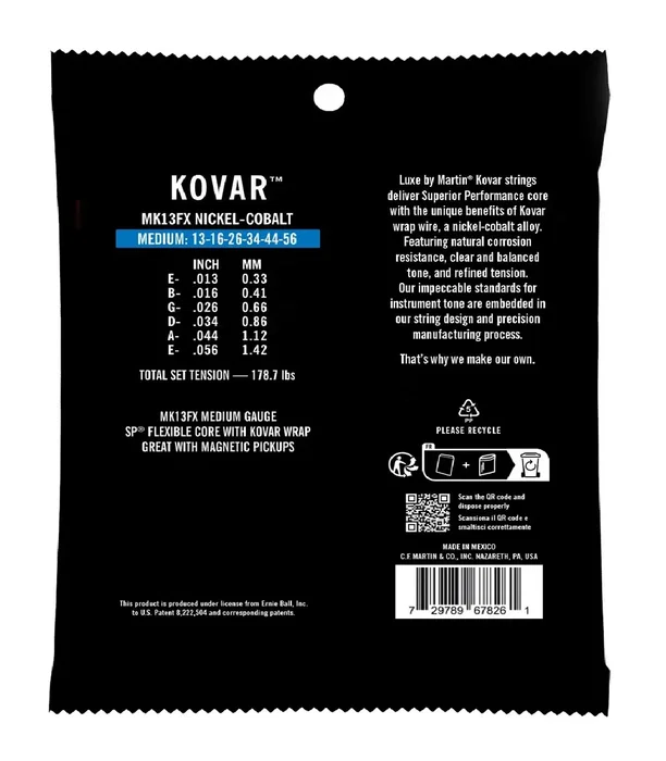 Martin Jeu de cordes acoustique Luxe Kovar Sp Flexible Core Medium 13-56 Martin Jeu de cordes acoustique Luxe Kovar Sp Flexible Core Medium 13-56