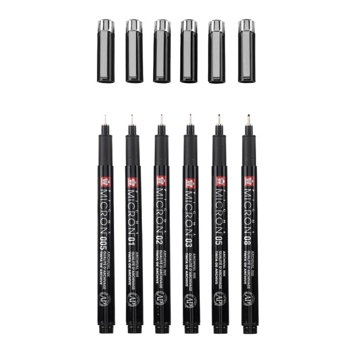 Sakura Pigma Micron Negro Edition Set de 6 tailles, Noir Sakura Pigma Micron Negro Edition Set de 6 tailles, Noir