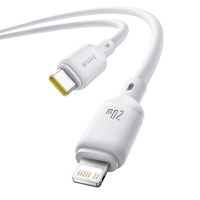 Baseus Silky Series Câble de charge USB-C vers Lightning 20W 2m Blanc Moon