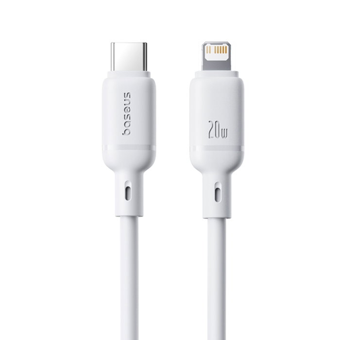 Baseus Silky Series Câble de charge USB-C vers Lightning 20W 2m Blanc Moon