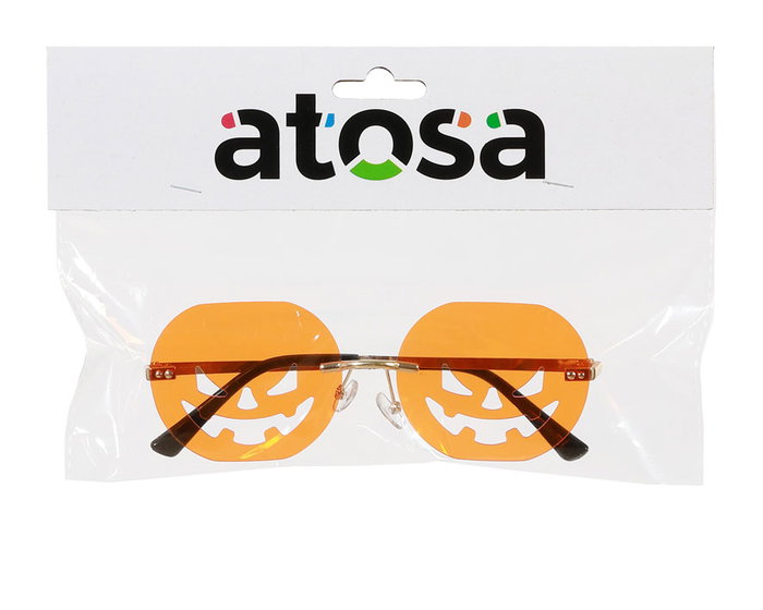 Atosa Lunettes Orange en forme de Citrouille pour Déguisement Halloween