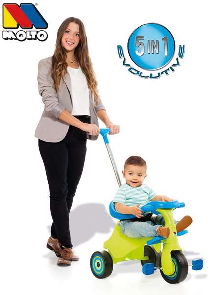 Molto Triciclo Urban Trike City Vert - Tricycle 5 en 1 pour Enfant (89 cm, Dès 10 Mois) en Métal et Plastique
