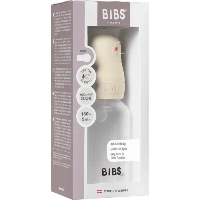 Bibs Biberon bébé avec embout rond en silicone, 150 ml, Ivory Bibs Biberon bébé avec embout rond en silicone, 150 ml, Ivory