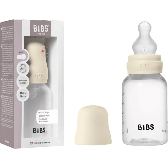 Bibs Biberon bébé avec embout rond en silicone, 150 ml, Ivory Bibs Biberon bébé avec embout rond en silicone, 150 ml, Ivory