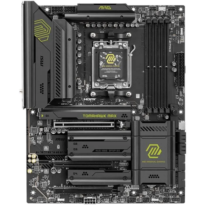 MSI MAG B850 TOMAHAWK MAX WiFi Carte mère ATX socket AM5, DDR5, Wi-Fi 7, 5 GbE, 4x M.2 pour AMD Ryzen 7000/8000/9000