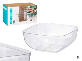 Leknes Bol Carré Transparent 5 L Plastique 25,5 x 25,5 x 12,3 cm (Set de 24)