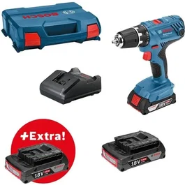 Bosch Professional Perceuse-Visseuse Sans Fil GSR 18V-21 (0615990L88) - Kit avec 3 Batteries 2.0Ah, Chargeur GAL 18V-20 et Coffret - 13 mm dans le Bois
