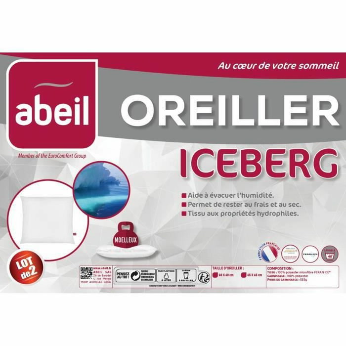 Abeil Lot de 2 Oreillers moelleux ICEBERG 60x60cm