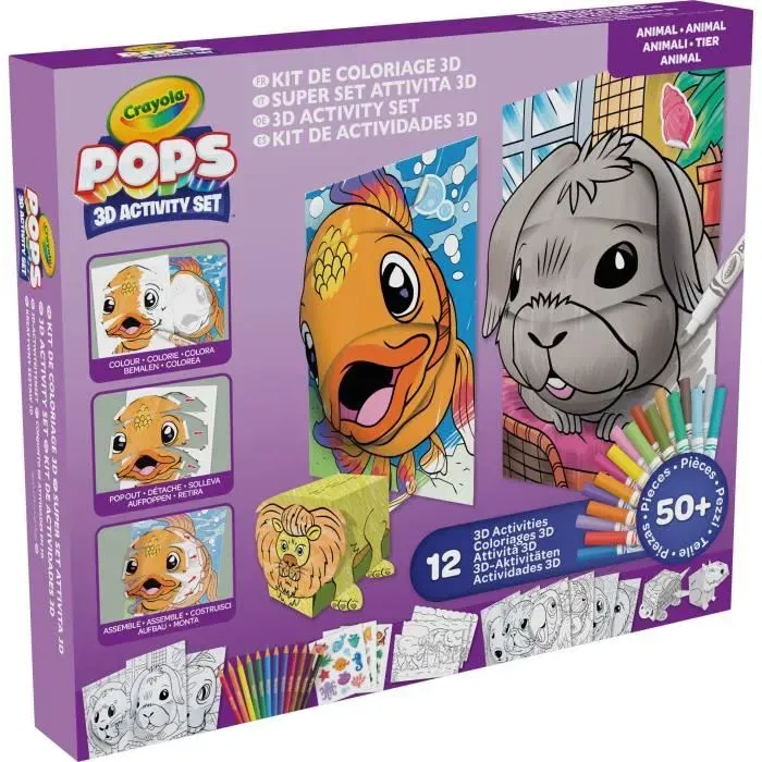 Crayola POPS - Coffret Cadeau Color Pops 3D - Plus de 12 Activités de Dessin en 3D - À Partir de 6 Ans