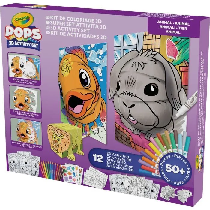Crayola POPS - Coffret Cadeau Color Pops 3D - Plus de 12 Activités de Dessin en 3D - À Partir de 6 Ans