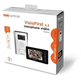 SCS SENTINEL Interphone Vidéo Filaire VisioFirst 4.3 - Moniteur Écran 4.3" - Gâche et Portail - Visière Aluminium - Vision Nocturne - IP44