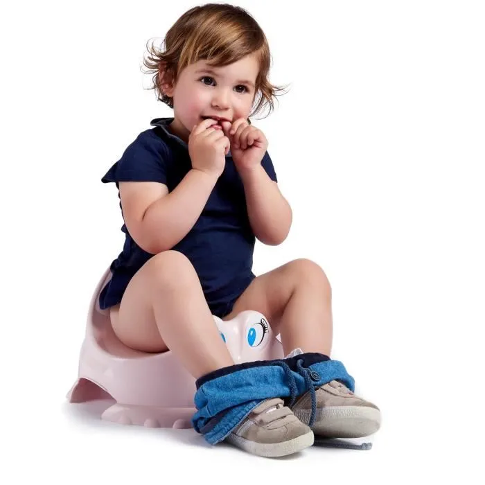 Thermobaby Pot Rigolo pour bébé - Pot d'apprentissage de la propreté ludique et stable avec surface antidérapante - Rose poudré - Dimensions 31x31x22 cm