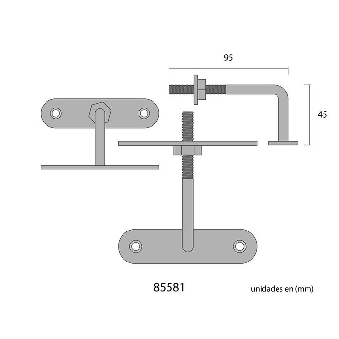 Edm Support de barandière réglable, Or vieux, 100 x 110 mm Edm Support de barandière réglable, Or vieux, 100 x 110 mm