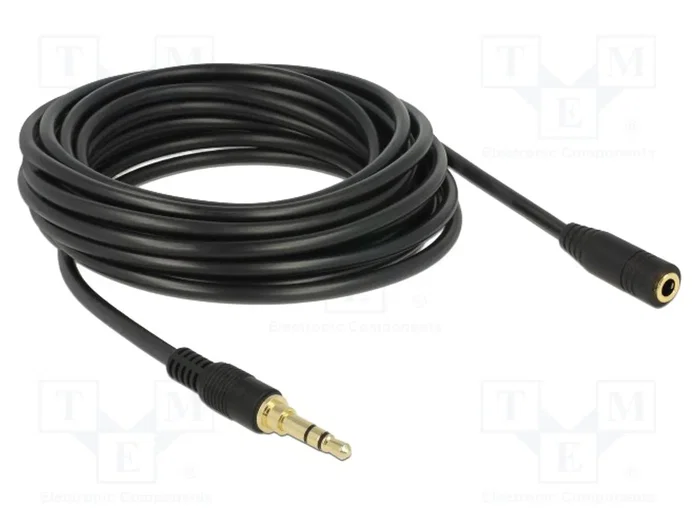 DELOCK Câble Jack 3,5mm 3pin stéréo, 5m, noir DELOCK Câble Jack 3,5mm 3pin stéréo, 5m, noir