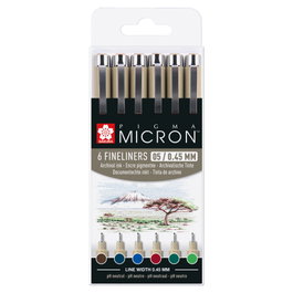 Sakura Pigma Micron 05 Étui de 6 couleurs terre