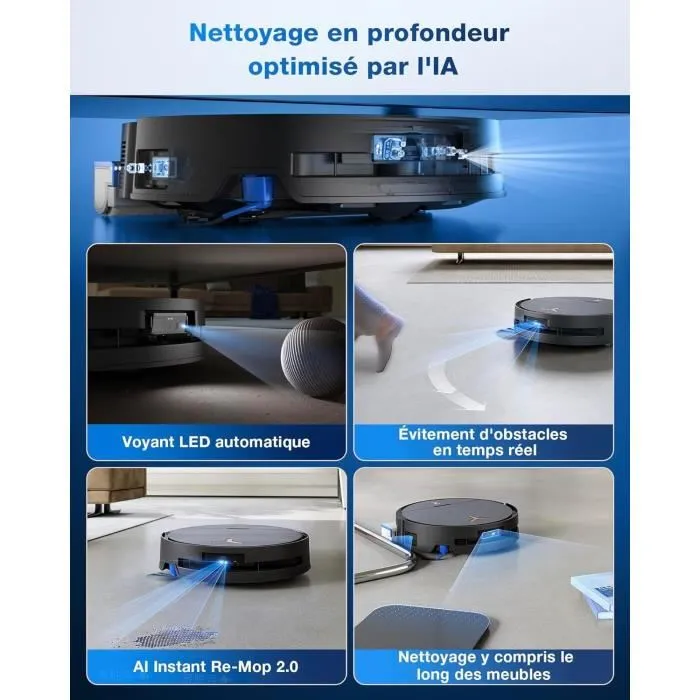 Ecovacs DEEBOT X9 PRO OMNI Robot Aspirateur Laveur - Aspiration 16600Pa - Technologie BLAST - Auto-nettoyage - Ultra-fin