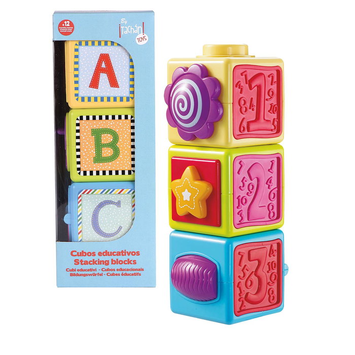 TACHAN - Cubes d'apprentissage et d'activités - Jeu d'empilage éducatif multilingue (anglais, français, allemand, italien, portugais, espagnol) pour enfants - Recommandé dès 12 mois TACHAN - Cubes d'apprentissage et d'activités - Jeu d'empilage éducatif multilingue (anglais, français, allemand, italien, portugais, espagnol) pour enfants - Recommandé dès 12 mois