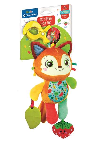 Clementoni - Peluche de voyage Petit Renard - 18x16x7,5 cm - Jouet d'éveil pour bébé dès 0 mois