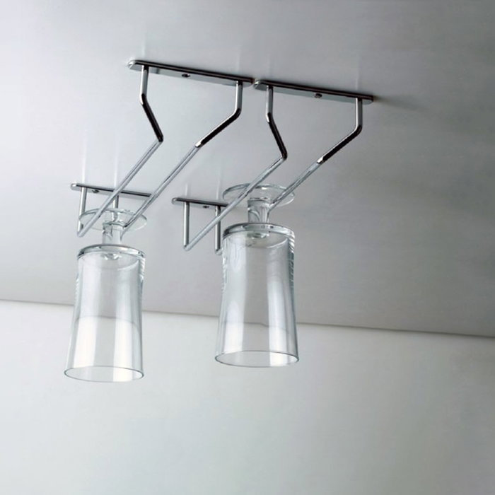 Emuca Porte-verres pour meubles Supra 1 rangée, longueur 340mm, Acier, Chromé