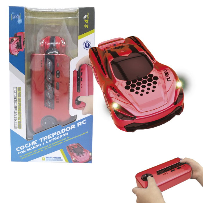 TACHAN Voiture RC Trepador - Voiture Télécommandée avec Ventouse pour Murs et Plafonds, 2 Modes de Jeu, Sons et Lumières, Chargeur Portable - Jouet Enfants +8 Ans