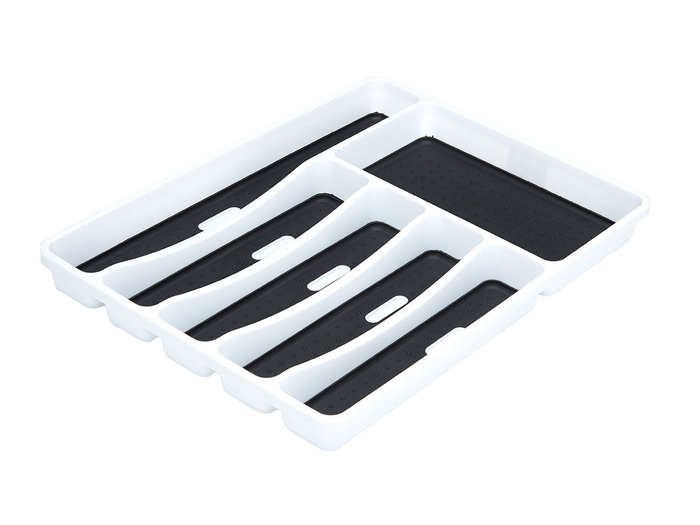 Kinvara Cubertero 6 compartiments assortis 32x4x40 cm plastique polypropylène blanc/gris/noir (Set de 12)