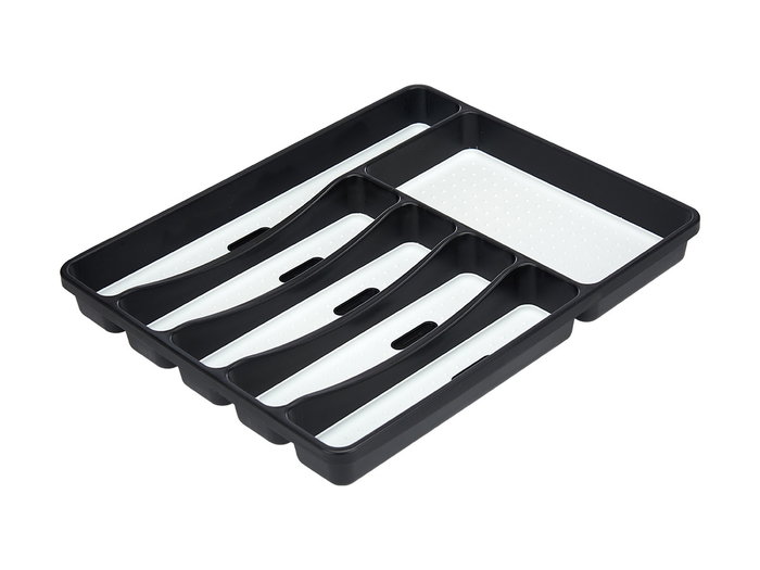 Kinvara Cubertero 6 compartiments assortis 32x4x40 cm plastique polypropylène blanc/gris/noir (Set de 12)