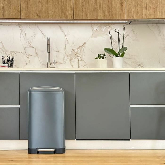 Kitchen Move Poubelle de Cuisine GREENWICH 40 L Gris Mat Kitchen Move Poubelle de Cuisine GREENWICH 40 L Gris Mat