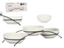 Vessia Set de 3 Bols en Porcelaine Blanche 350 ml avec Support 38x13x8 cm Lavable au Lave-vaisselle et Micro-ondes (Set de 12)