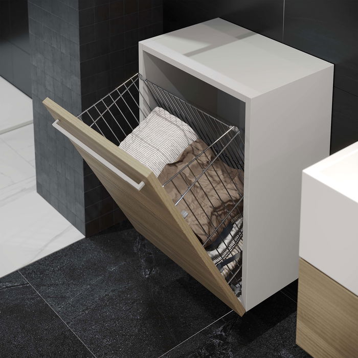 Emuca Panier à linge avec système de portes basculantes, module 450mm, acier, chromé