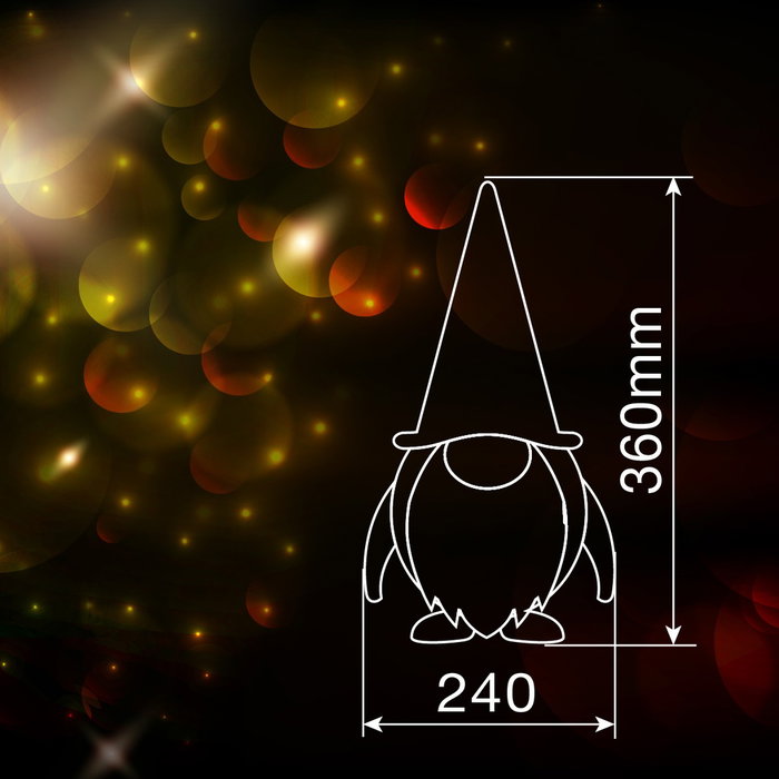 Bambasy Gnome de Noël LED Hagin assis, 36 cm, Rouge et gris
