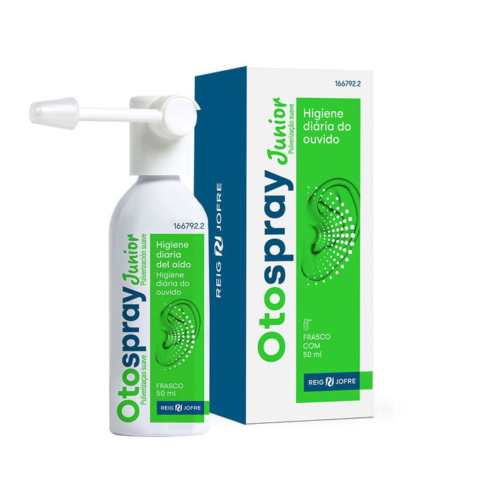 Otospray Junior Spray d'hygiène auriculaire pour enfants, flacon 50 ml, prévention des bouchons de cérumen, triple action 3E, canule ergonomique