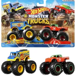 Hot Wheels Coffret 2 Véhicules Monster Truck Double Démolition 1:64 - Voitures Die-Cast avec Mégas Roues et Amortisseurs - Jouet Enfant Dès 3 Ans
