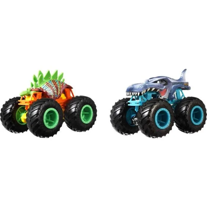 Hot Wheels Coffret 2 Véhicules Monster Truck Double Démolition 1:64 - Voitures Die-Cast avec Mégas Roues et Amortisseurs - Jouet Enfant Dès 3 Ans