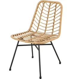 Sabaideco Lot de 2 chaises de jardin KOMODO imitation rotin naturel structure acier