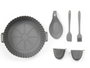 Kinvara Set de 6 ustensiles pour Air Fryer, 20,5 x 23,5 x 6 cm, silicone, gris (Set de 12)