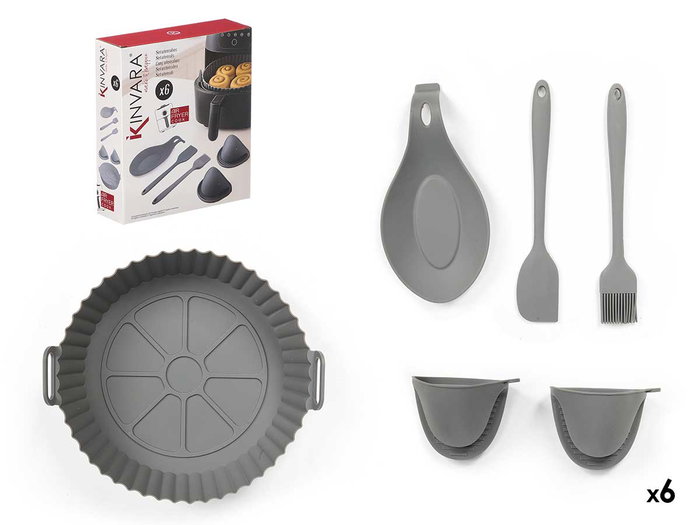 Kinvara Set de 6 ustensiles pour Air Fryer, 20,5 x 23,5 x 6 cm, silicone, gris (Set de 12) Kinvara Set de 6 ustensiles pour Air Fryer, 20,5 x 23,5 x 6 cm, silicone, gris (Set de 12)