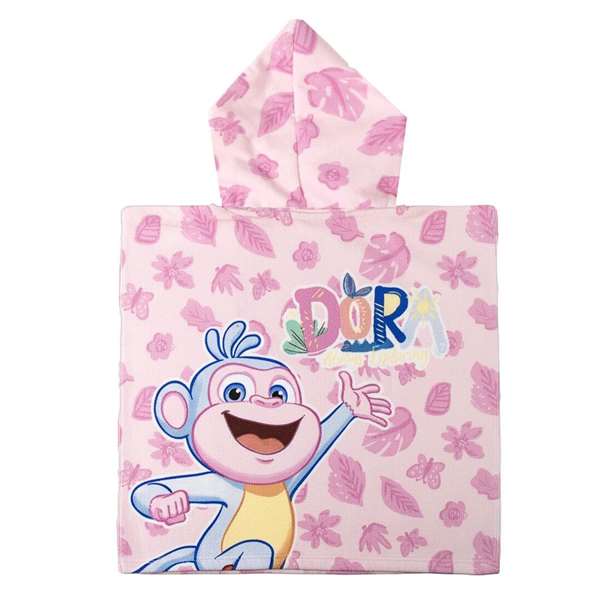 Cerdá Poncho microfibre Dora l'exploratrice pour enfant 55 x 77 cm (1 cm d'épaisseur) - Rose clair - À partir de 3 ans
