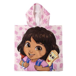 Cerdá Poncho microfibre Dora l'exploratrice pour enfant 55 x 77 cm (1 cm d'épaisseur) - Rose clair - À partir de 3 ans