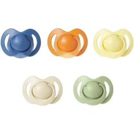 Nuby Lot de 5 sucettes orthodontiques en silicone, Multicolore