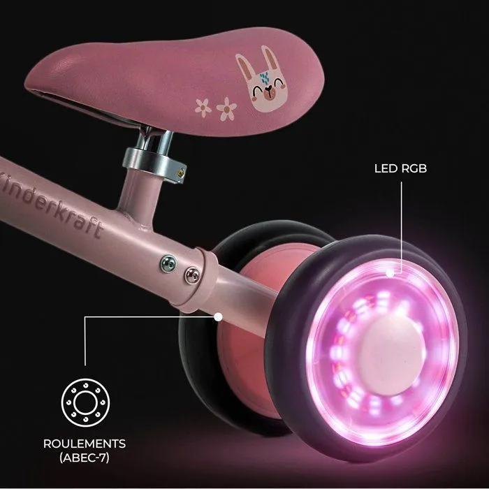 Kinderkraft CUTIE FLASH Mini vélo enfant Rose avec 4 roues LED Kinderkraft CUTIE FLASH Mini vélo enfant Rose avec 4 roues LED
