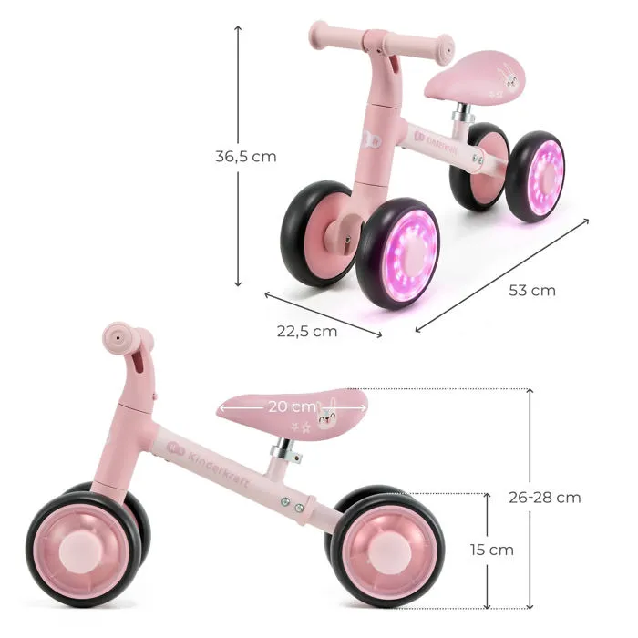 Kinderkraft CUTIE FLASH Mini vélo enfant Rose avec 4 roues LED Kinderkraft CUTIE FLASH Mini vélo enfant Rose avec 4 roues LED