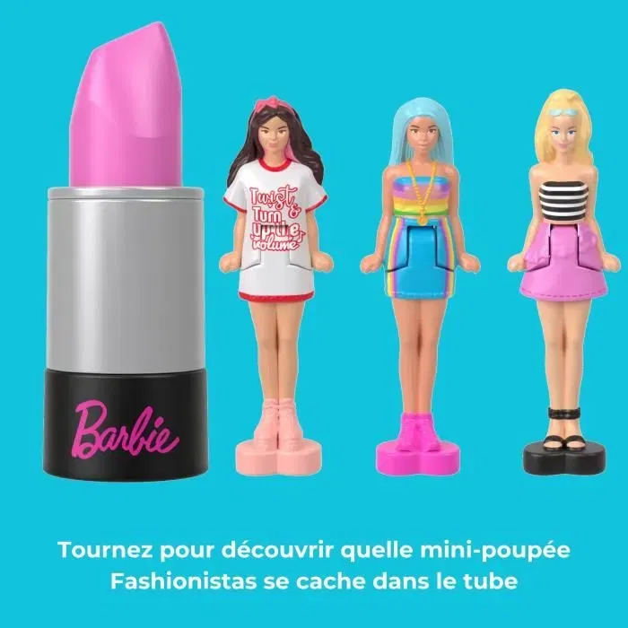 Barbie JBD26 - Coffret Mini BarbieLand avec 6 mini poupées Fashionistas articulées dans des tubes de rouge à lèvres - Idéal pour enfants dès 4 ans